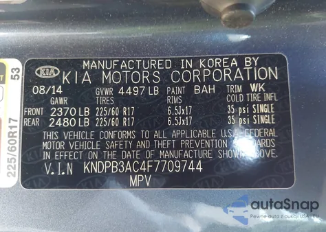 2015 Kia Sportage Lx from USA, damaged, VIN KNDPB3AC4F7709744